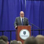 Harlan Pyes speaking at Northeast University